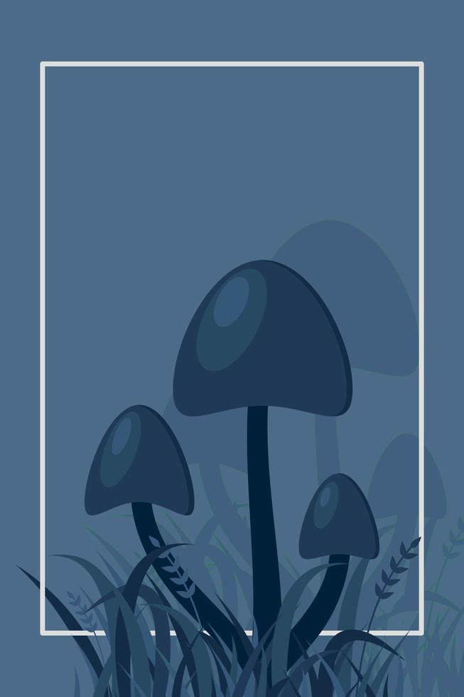 Magic mushrooms isolated. Mushroom with grass. Vector illustration