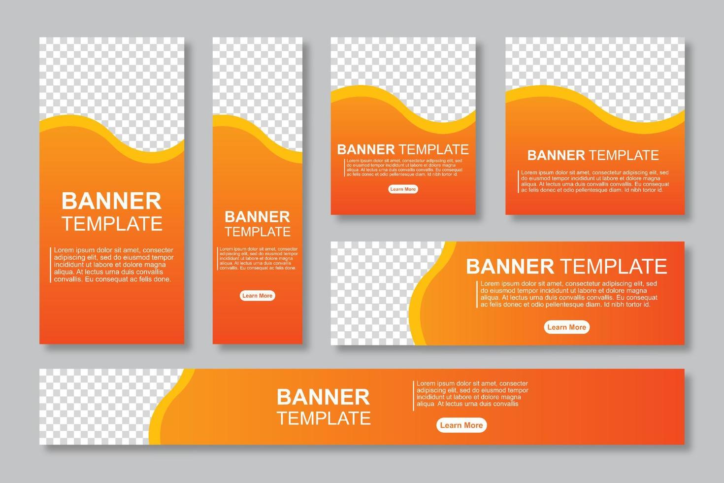 Set of modern web banners template design with a place for photos. Modern and minimalist concept user for web page, banner, background. Vector illustration