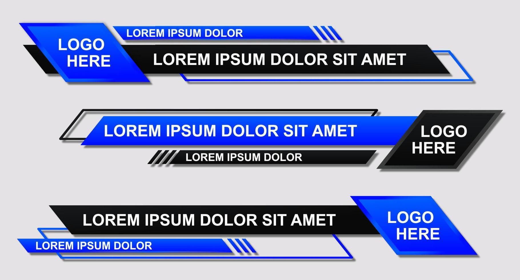 Modern stylish lower third banner template design. Graphic set of Broadcast News Lower Thirds Banner for Television. Vector video headline title