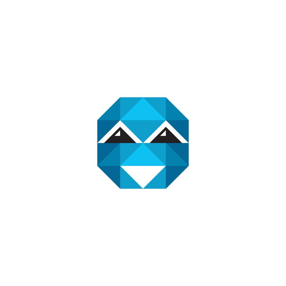 Happy Face and Triangle Pattern logo or icon design vector