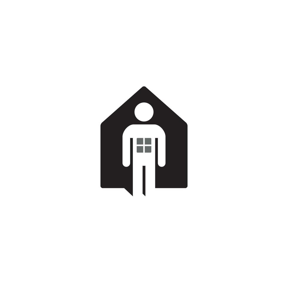 diseño de logotipo o icono de casa y personas vector