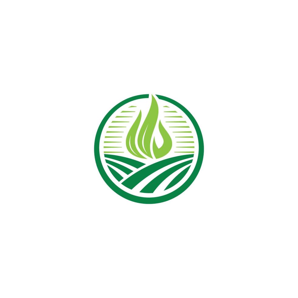 Farm, Flame and Leaf logo or icon design vector
