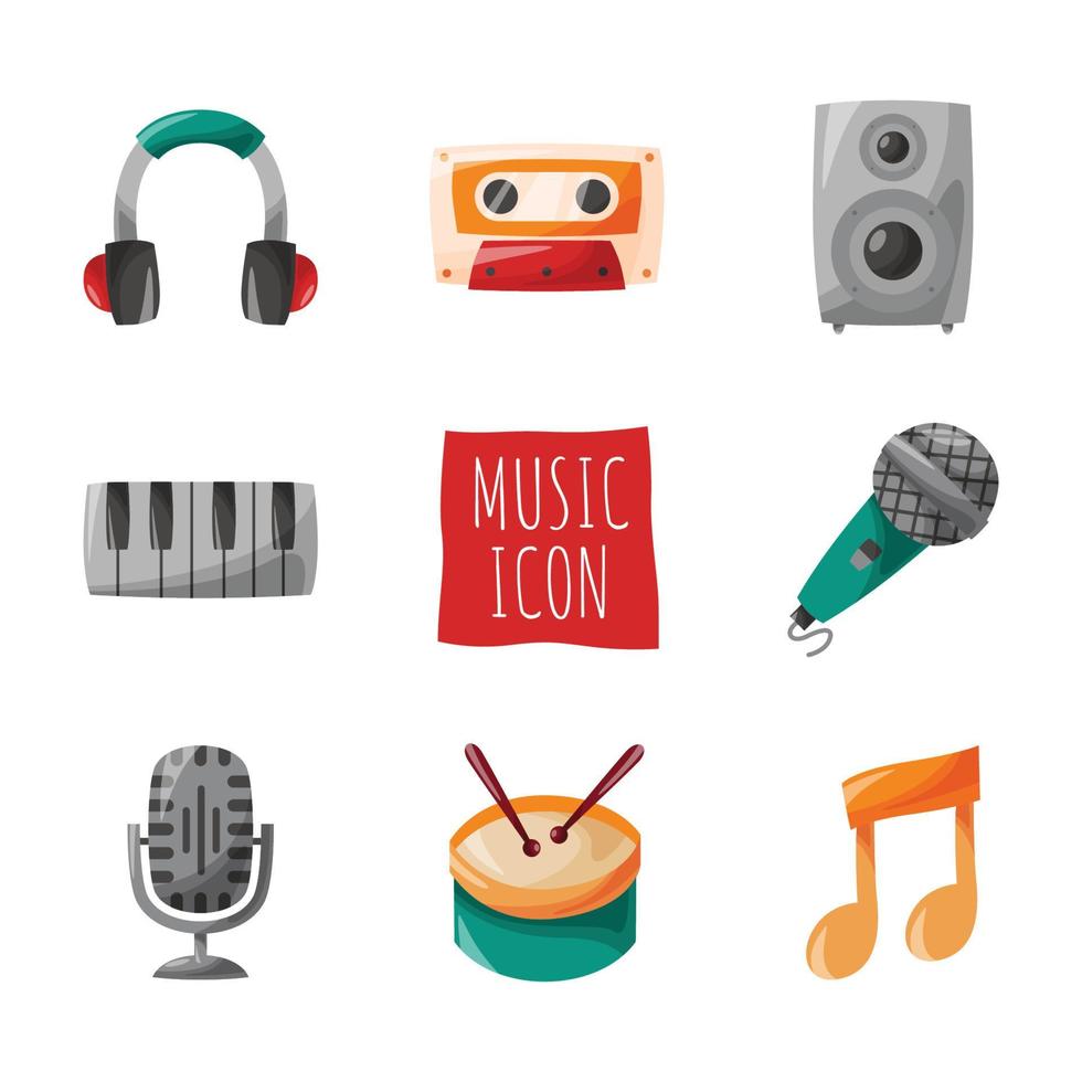 colección de iconos coloridos de doodle de música vector