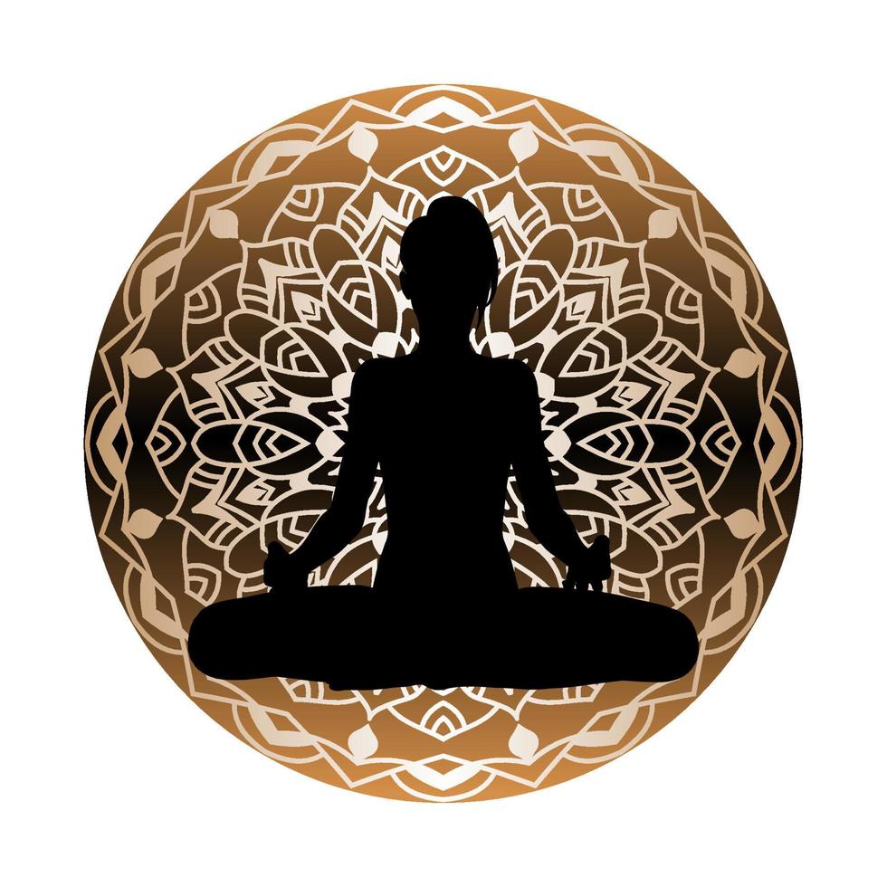 Woman Pose Yoga Mandala Vector