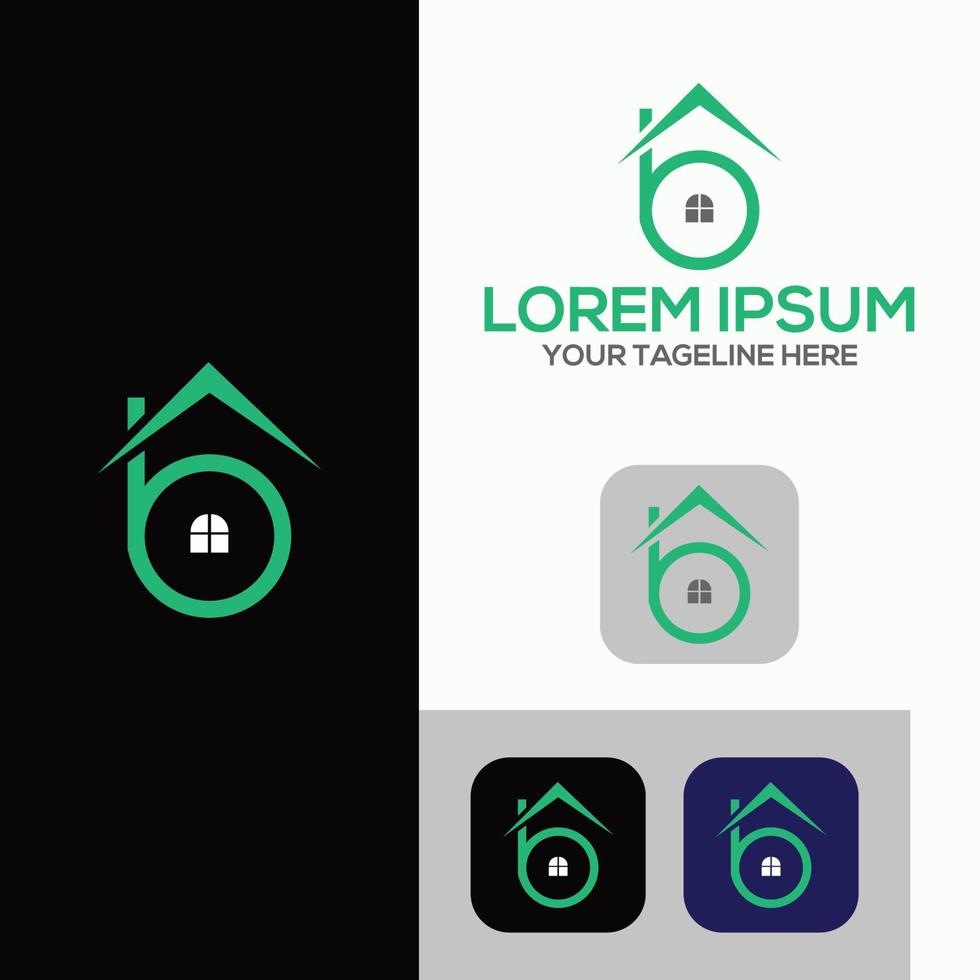 Diseño de logotipo de casa de letra b y plantilla de logotipo de bienes raíces. vector