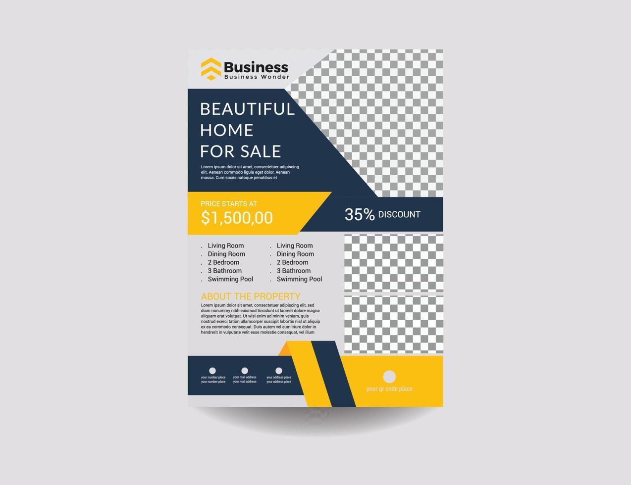 Real estate Business Flyer poster pamphlet brochure cover design layout background, two colors scheme, vector template in A4 size - Vector templet