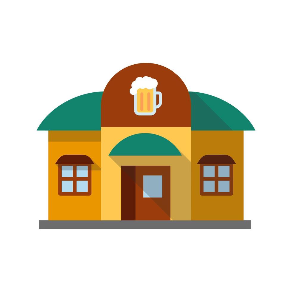 cervecería, icono de color de sombra larga de diseño plano de cervecería. pub. ilustración de silueta de vector