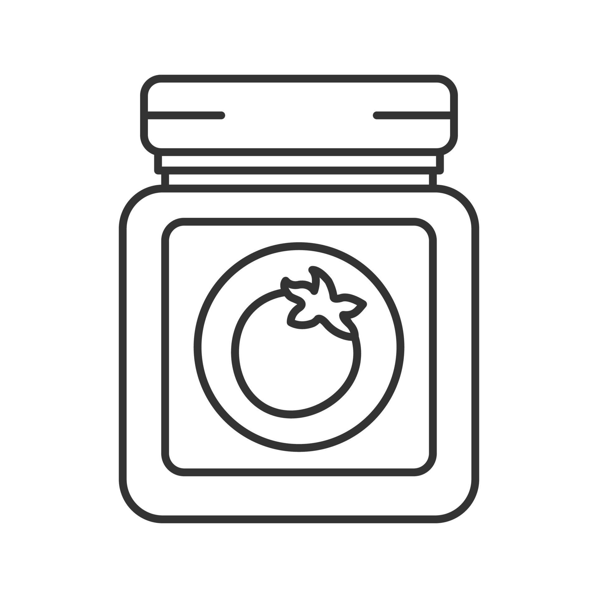 Tomato sauce jar linear icon. Homemade ketchup. Thin line illustration