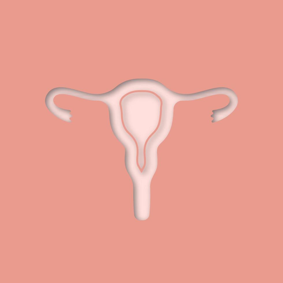 Uterus, fallopian tubes and vagina paper cut out icon. Female reproductive system. Vector silhouette isolated illustration