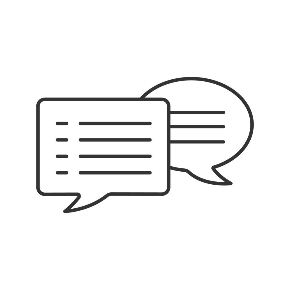 Speech bubbles linear icon. Thin line illustration. Thin line illustration. Chatting. Forum. Contour symbol. Vector isolated outline drawing