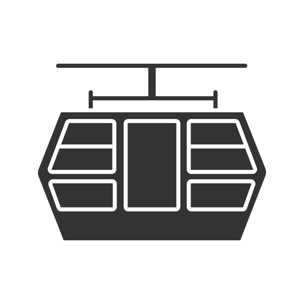 Funicular glyph icon. Silhouette symbol. Negative space. Vector isolated illustration