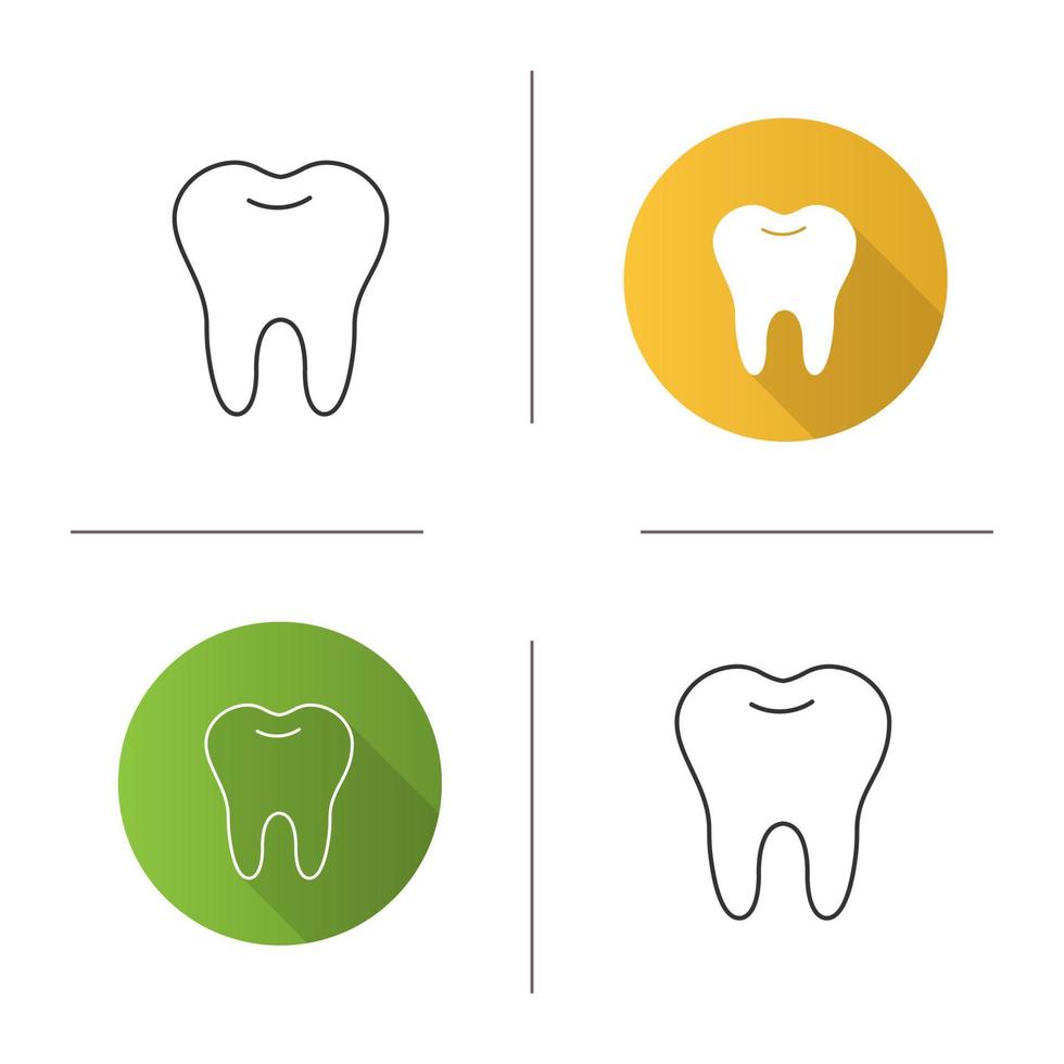 Healthy tooth icon. Flat design, linear and color styles. Isolated vector illustrations