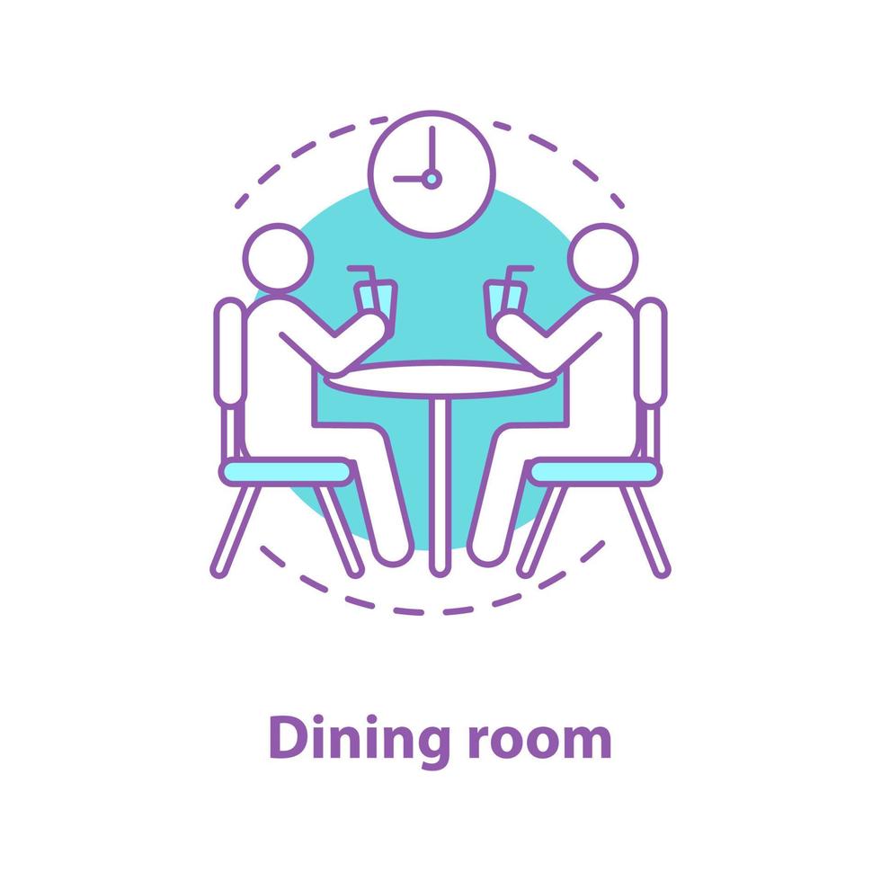 Dinner break concept icon. Lunch time. Dining room idea thin line illustration. Cafe date. Vector isolated outline drawing