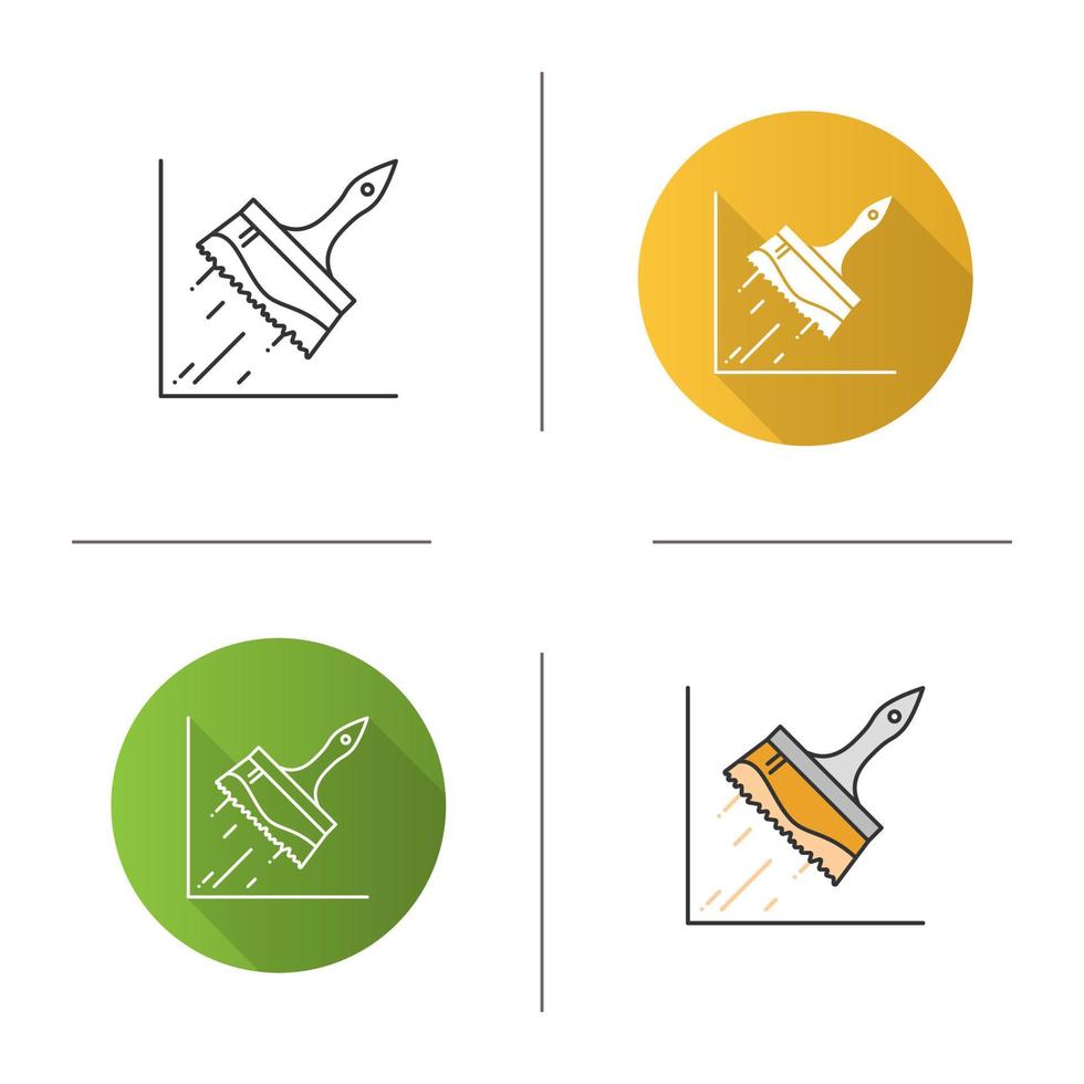 Big paint brush icon. Painting, dyeing. Glue brush. Flat design, linear and color styles. Isolated vector illustrations