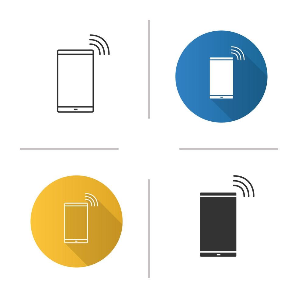 icono de teléfono inteligente de llamada o vibración. teléfono móvil. llamada entrante o mensaje. diseño plano, estilos lineales y glifos. ilustraciones vectoriales aisladas vector