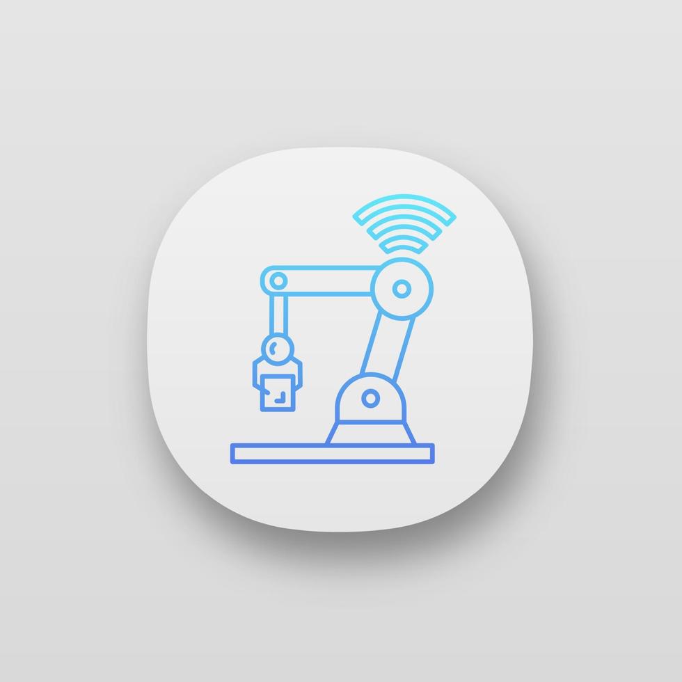 IoT robot app icon. UI UX user interface. Internet of things. Automation robotics. Robot assistants. Artificial intelligence. Web or mobile application. Vector isolated illustration