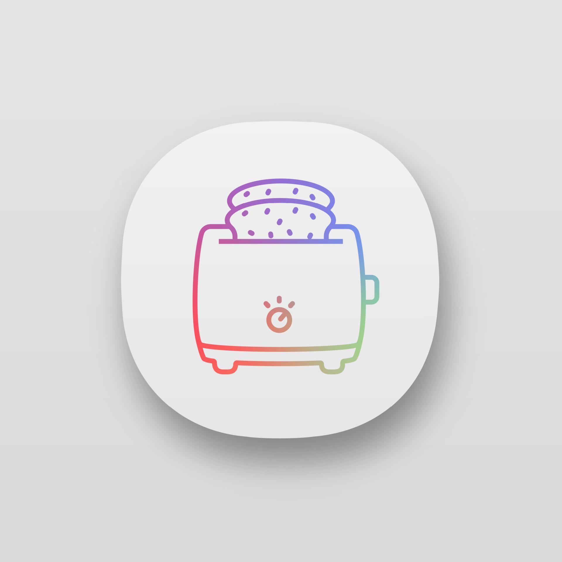 Slice toaster with toast app icon. Bread toaster. Kitchen appliance. UI