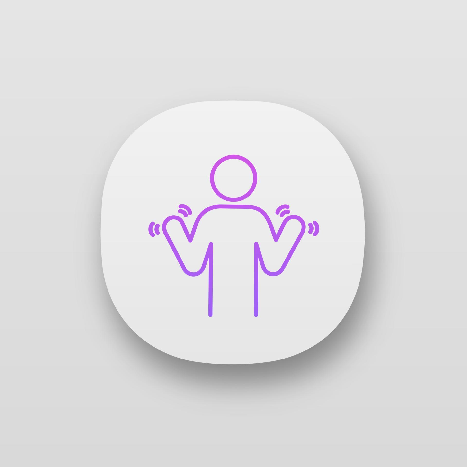 Hands tremor app icon. Parkinson's disease. Shaky hands. Anxiety tremor