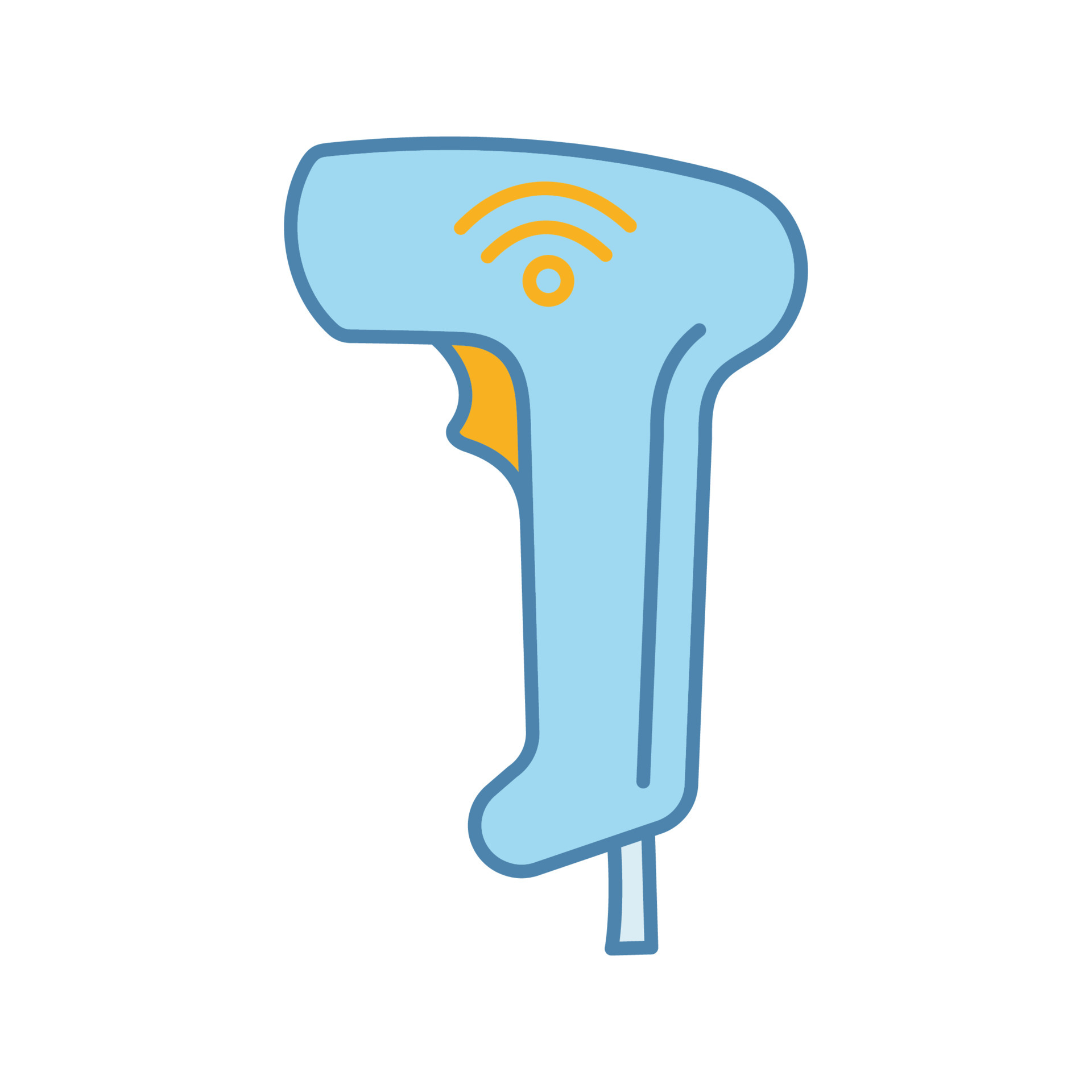 Wireless barcode scanning color icon. Wifi bar codes handheld scanner