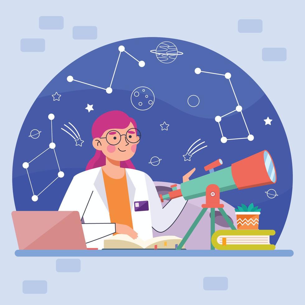 Female Professional Astrophysicist vector