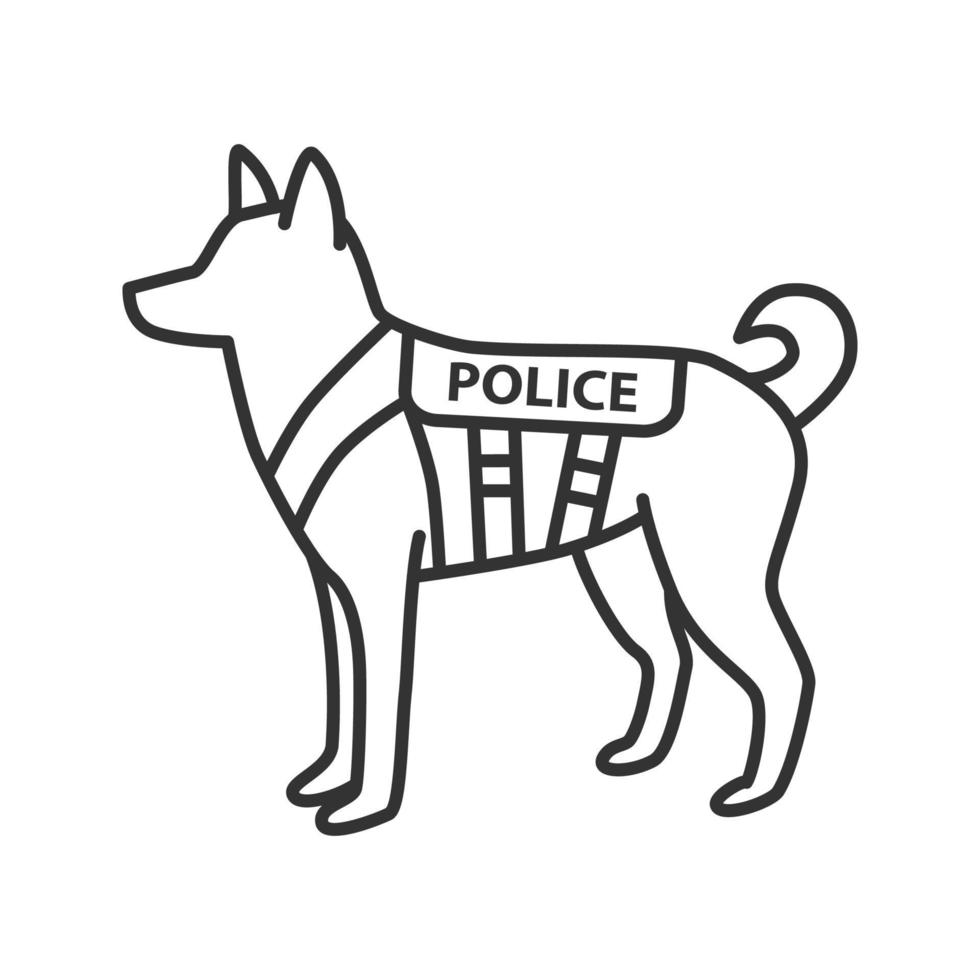 icono lineal de perro policía k9. Pastor alemán. raza de perro militar. Ilustración de línea fina. símbolo de contorno. dibujo de contorno aislado vectorial vector