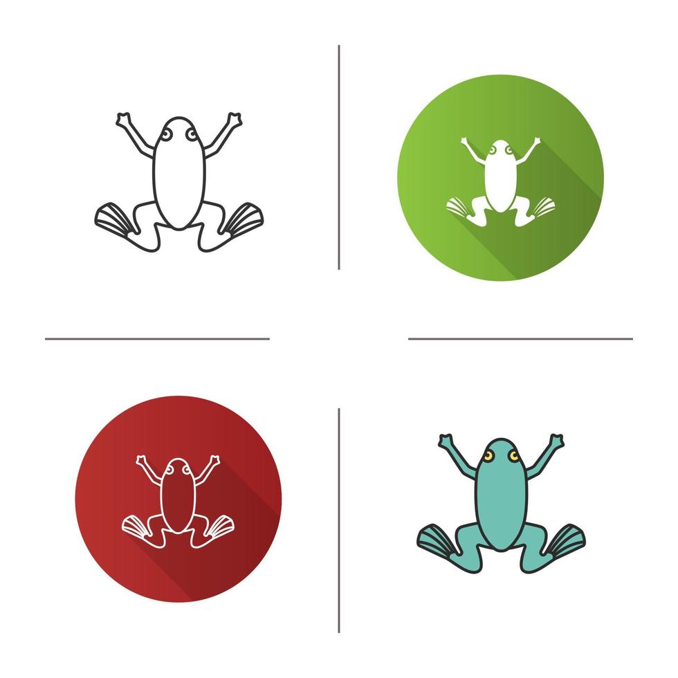 Frog icon. Flat design, linear and color styles. Toad. Isolated vector illustrations