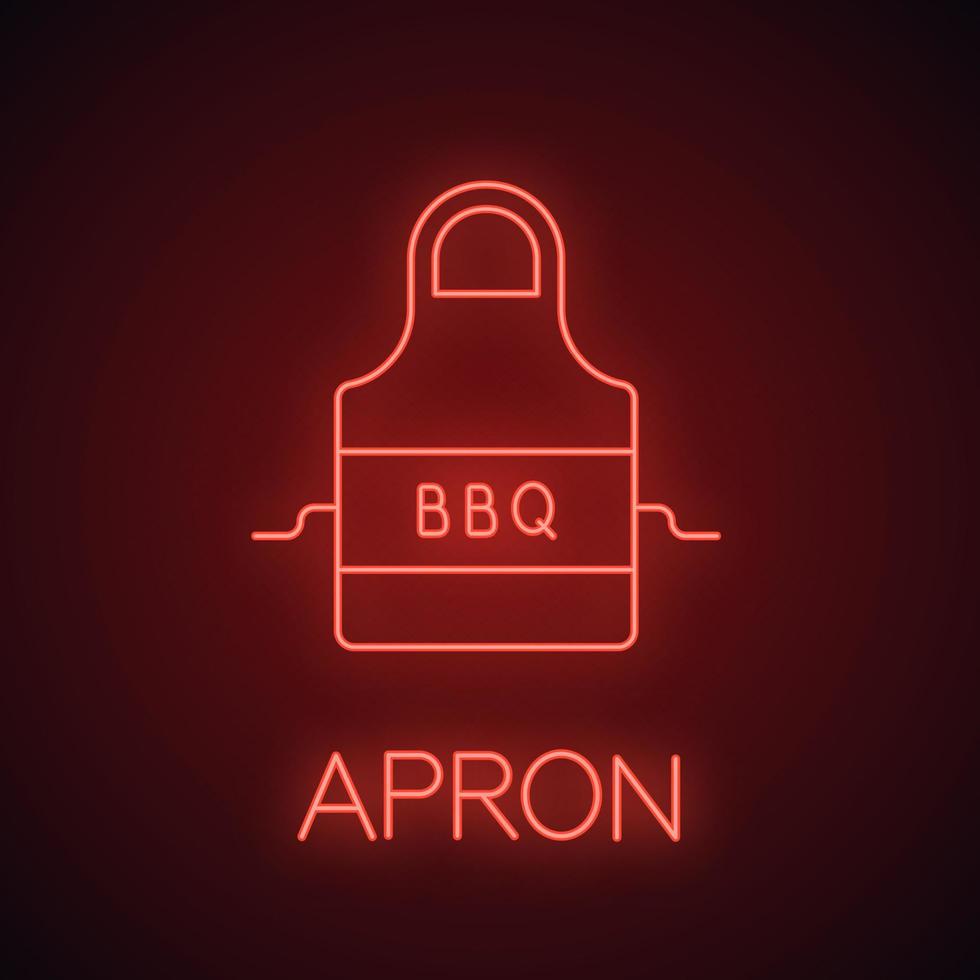 Barbecue apron neon light icon. Glowing sign. Vector isolated illustration