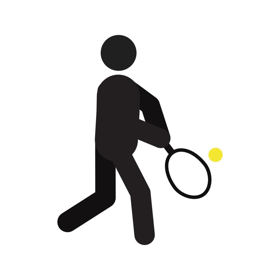 Person playing tennis silhouette icon. Man with tennis racket and ball. Isolated vector illustration