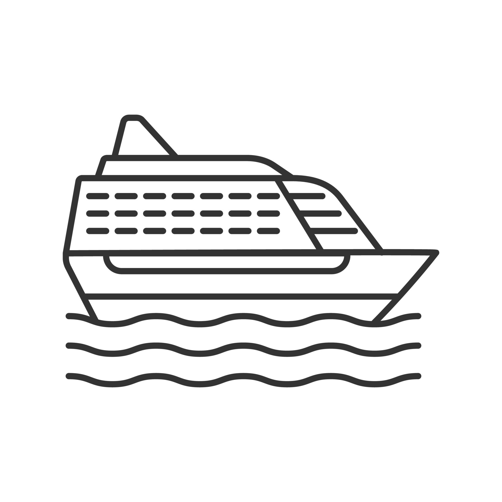 Cruise ship linear icon. Thin line illustration. Ocean liner. Contour