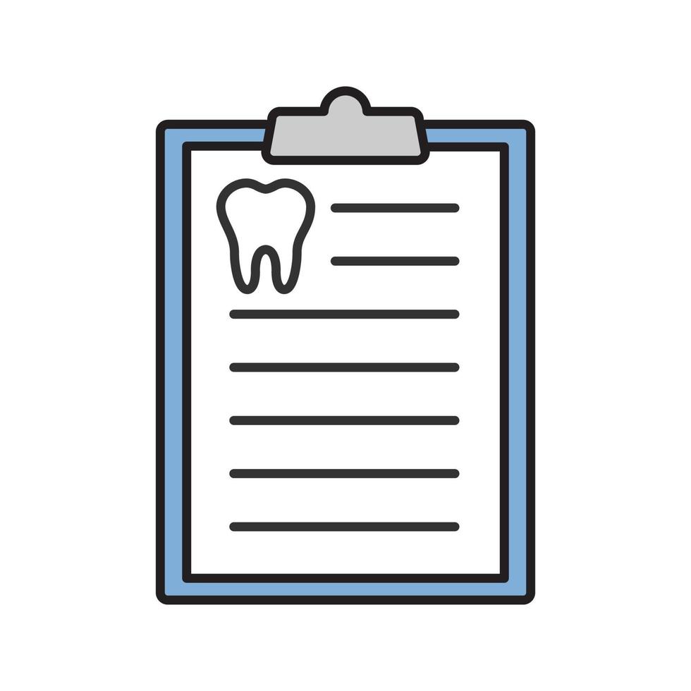 Teeth diagnostic report color icon. Dentist advice. Isolated vector illustration