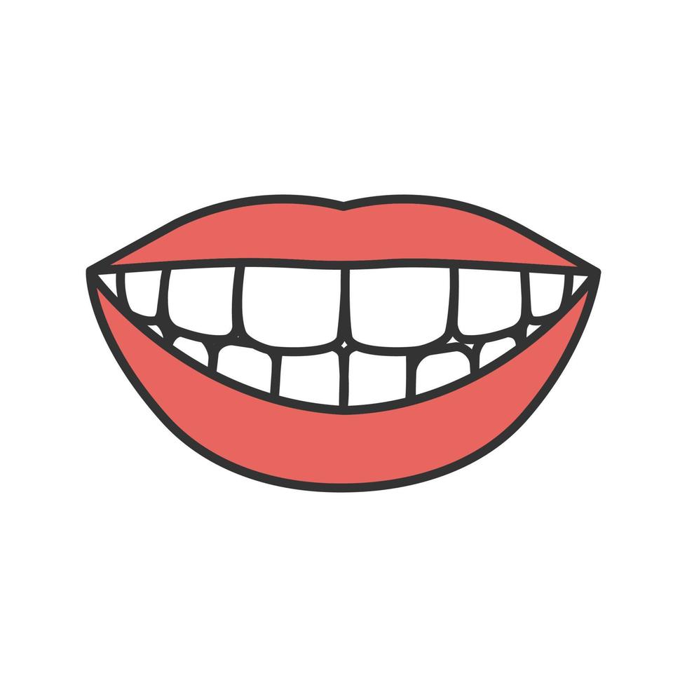 Beautiful smile with healthy teeth color icon. Isolated vector illustration
