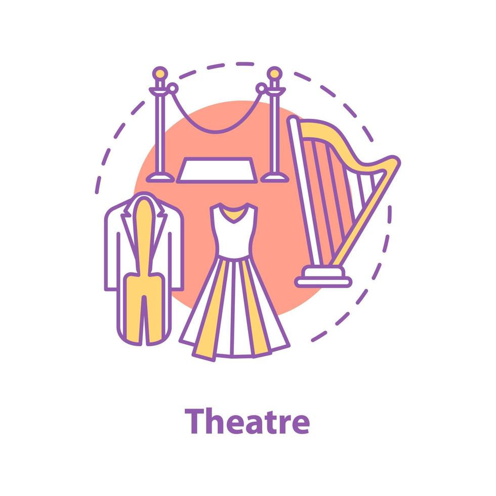 Theater concept icon. Symphony orchestra idea thin line illustration. Classical music concert. Vector isolated outline drawing