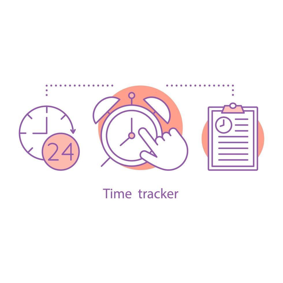 Time tracker concept icon. Time management idea thin line illustration. Alarm clock. Vector isolated outline drawing
