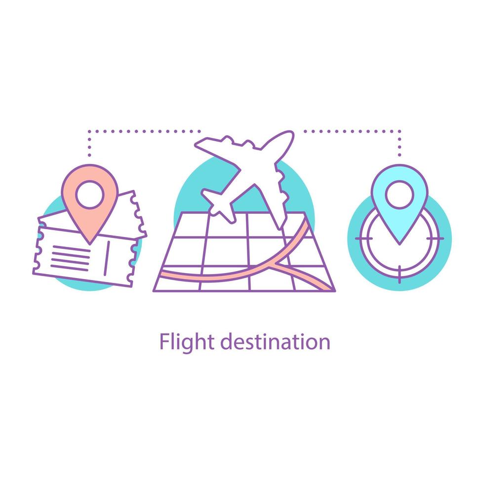 Flight destination concept icon. Airport idea thin line illustration. Airline flight. Vector isolated outline drawing
