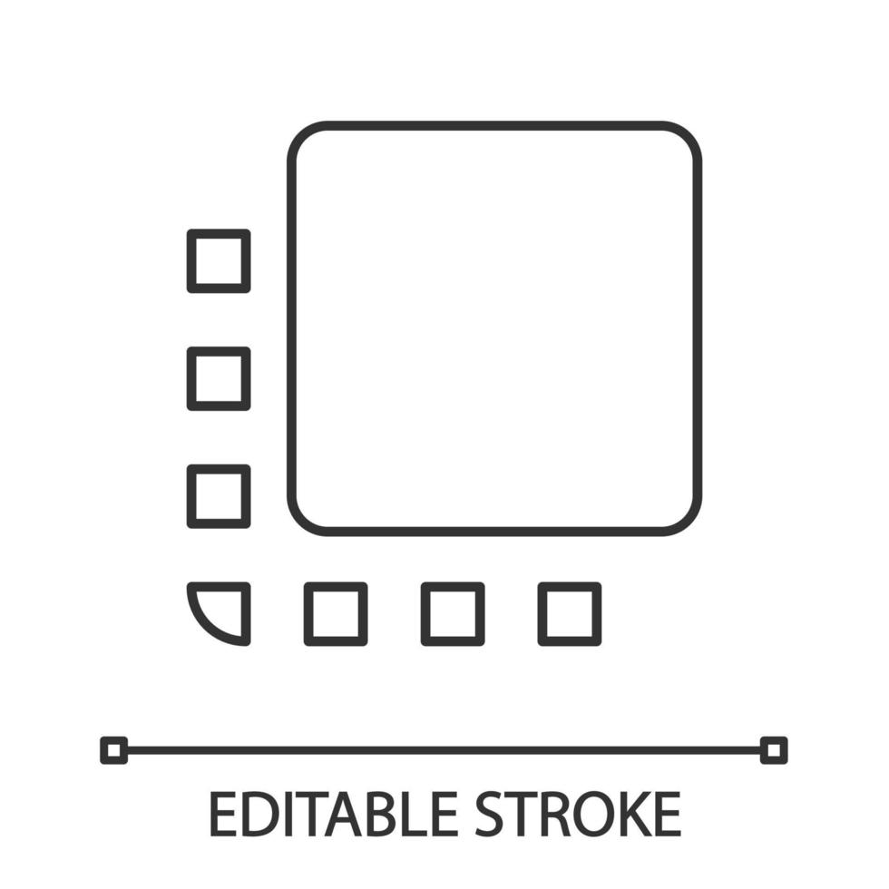 Flip to front button linear icon. Thin line illustration. Contour symbol. Vector isolated outline drawing. Editable stroke