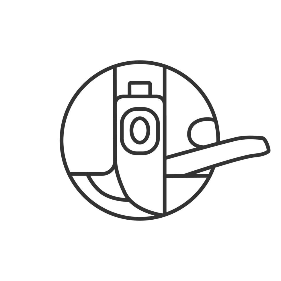 Bobbin case linear icon. Thin line illustration. Sewing machine part. Contour symbol. Vector isolated outline drawing