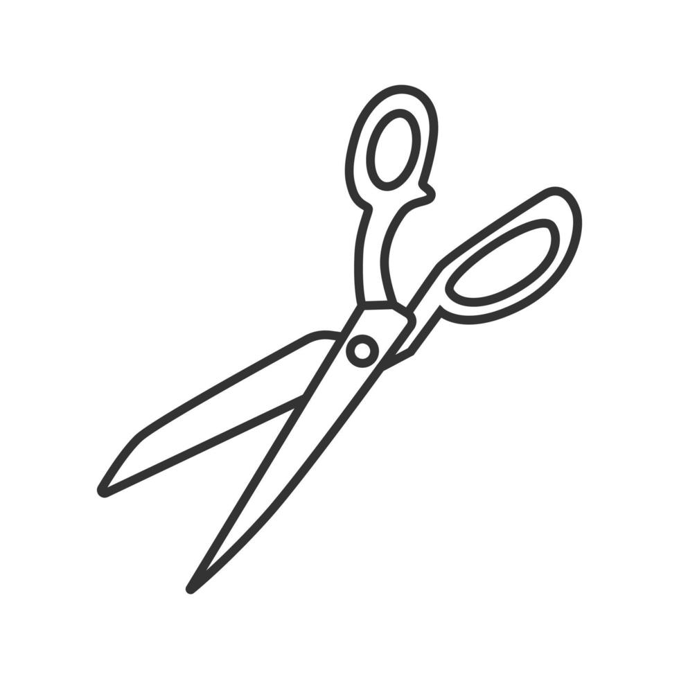 Fabric scissors linear icon. Thin line illustration. Shears. Contour symbol. Vector isolated outline drawing