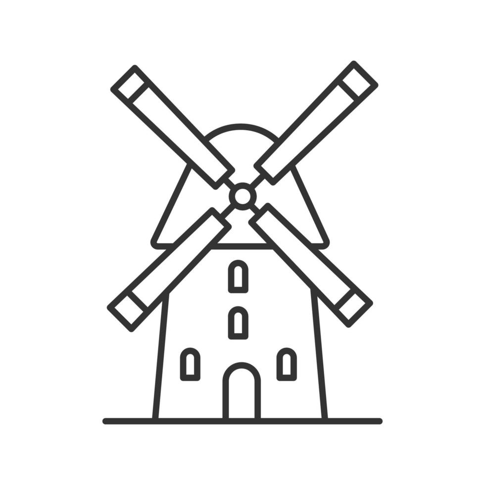 Windmill linear icon. Agriculture. Thin line illustration. Contour symbol. Vector isolated outline drawing