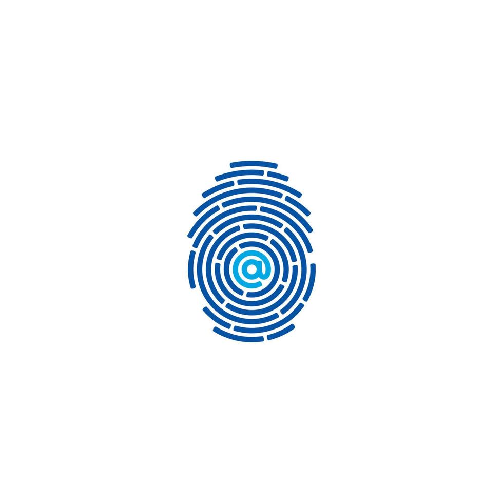 Digital Fingerprint and At Sign logo or icon design vector