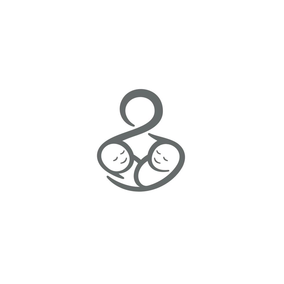 Doula, Twin Babies and Infinity Symbol logo or icon design vector