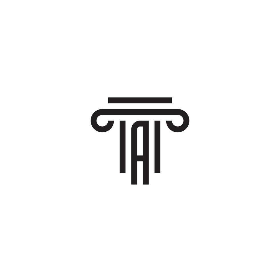 Column and Letter A logo or icon design vector