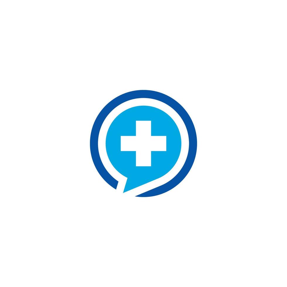 Cruz médica y diseño de logotipo o icono de burbuja de chat vector