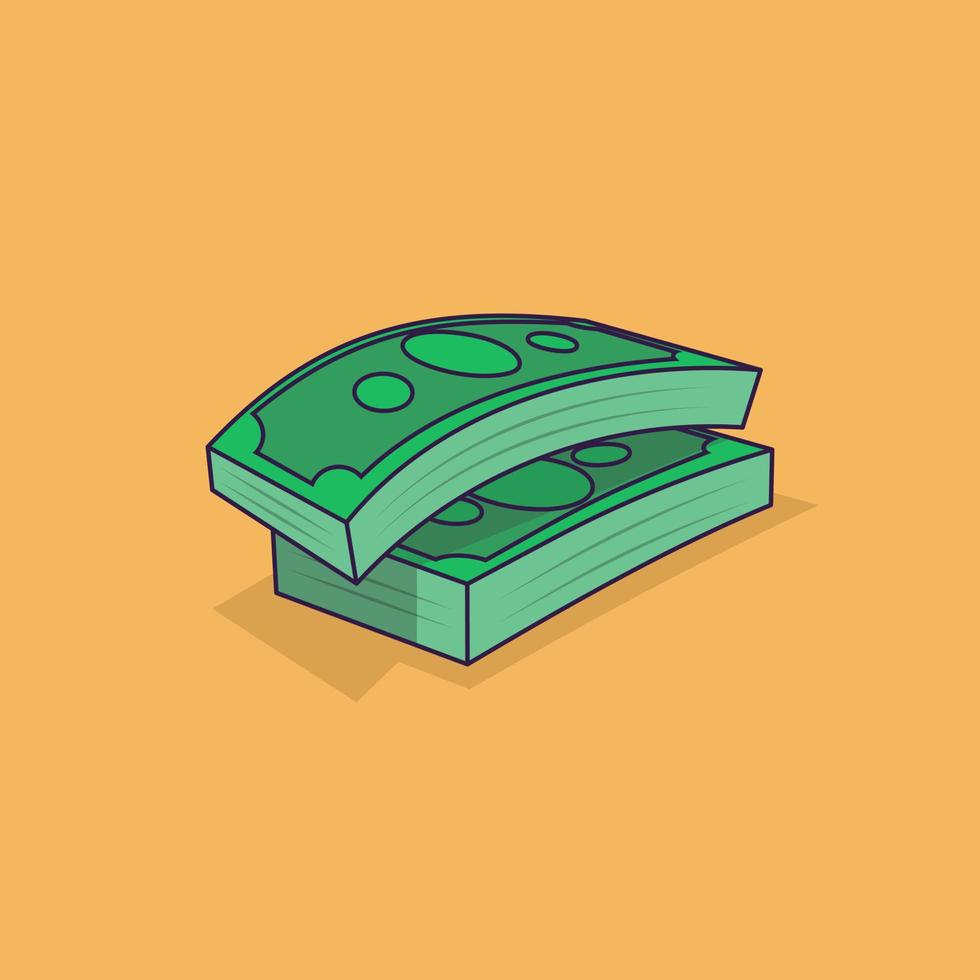 Money bundles cartoon style icon illustration vector