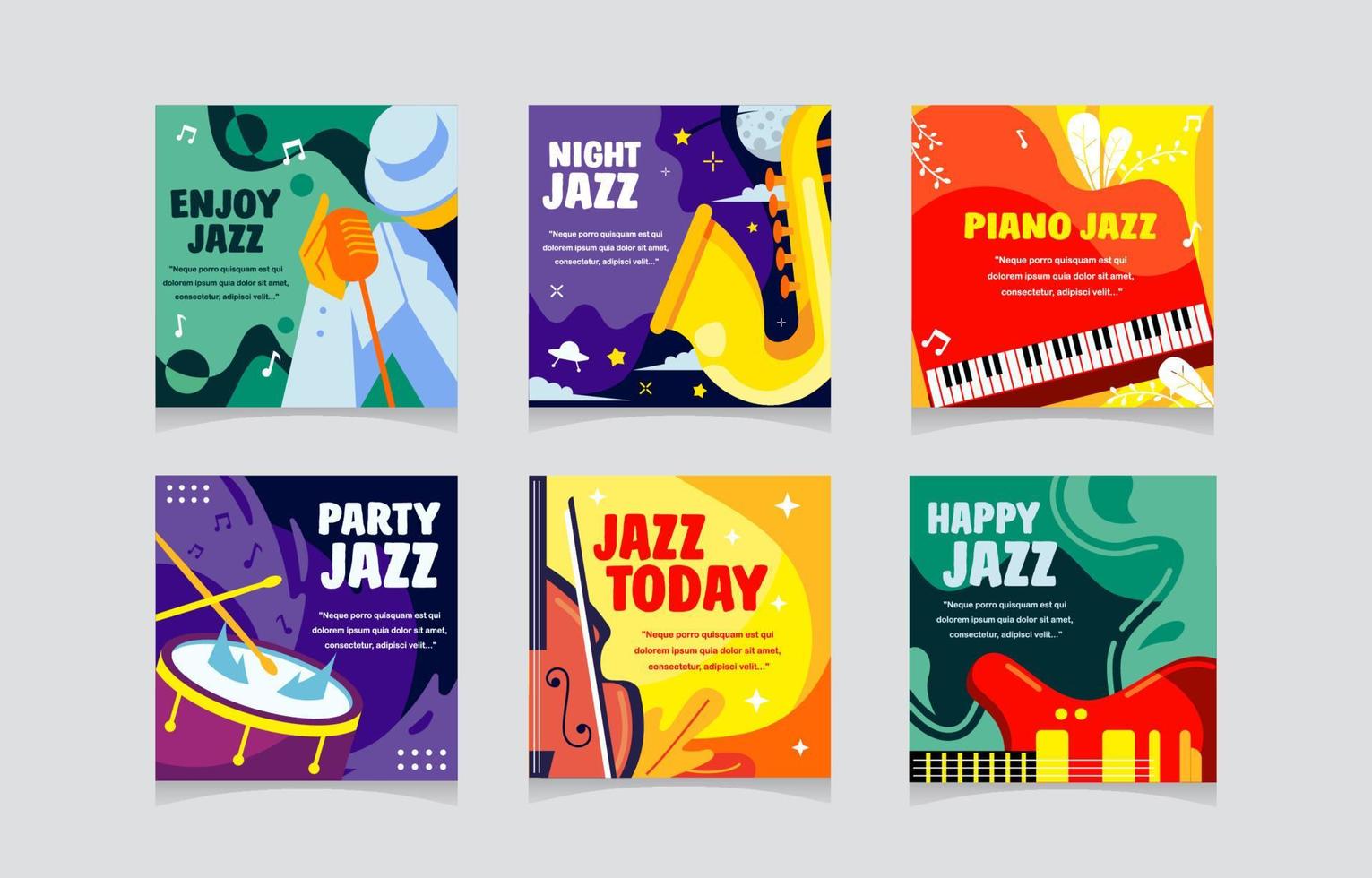 plantilla de publicación de redes sociales de música jazz vector