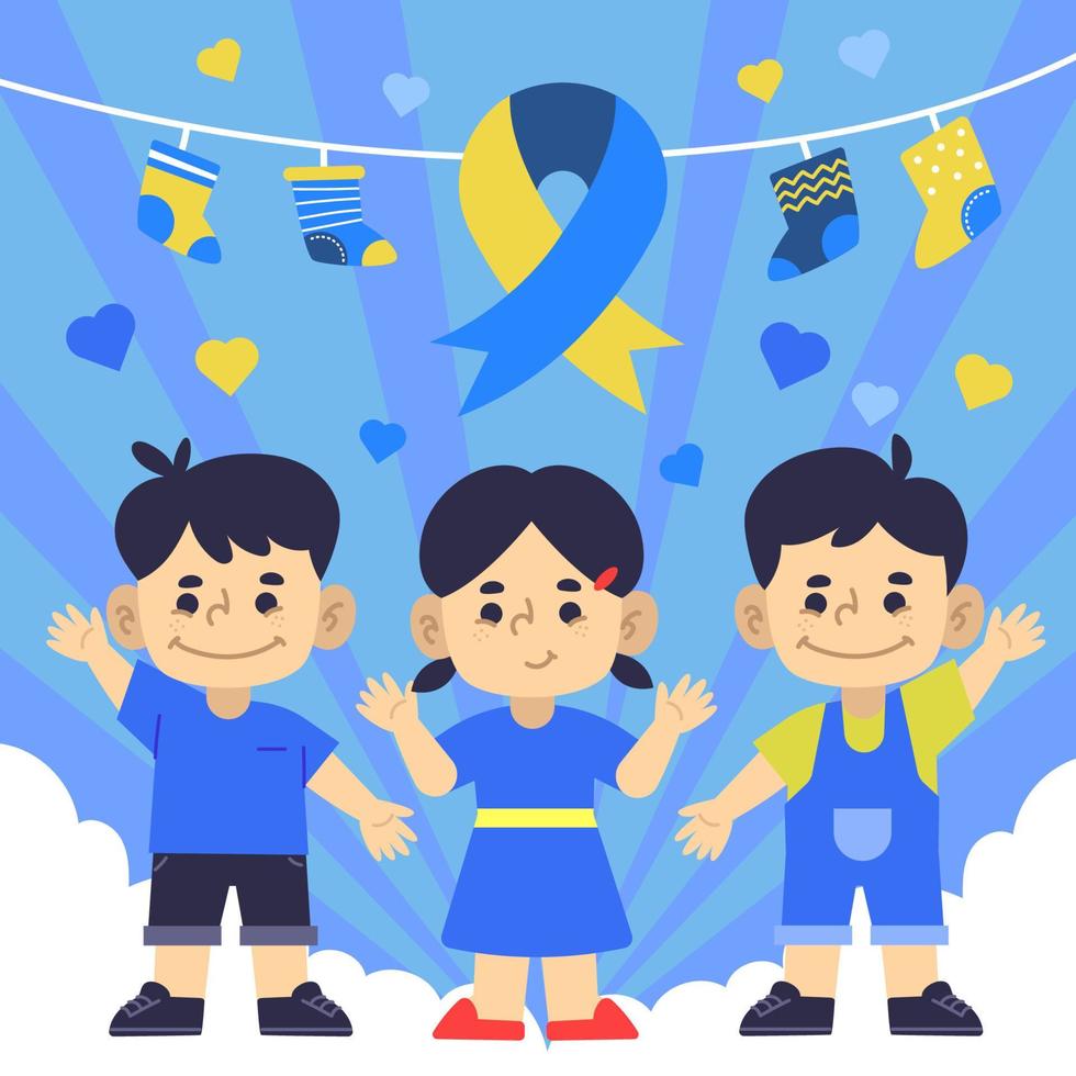 International Down Syndrome Day Celebration With Happy Children vector