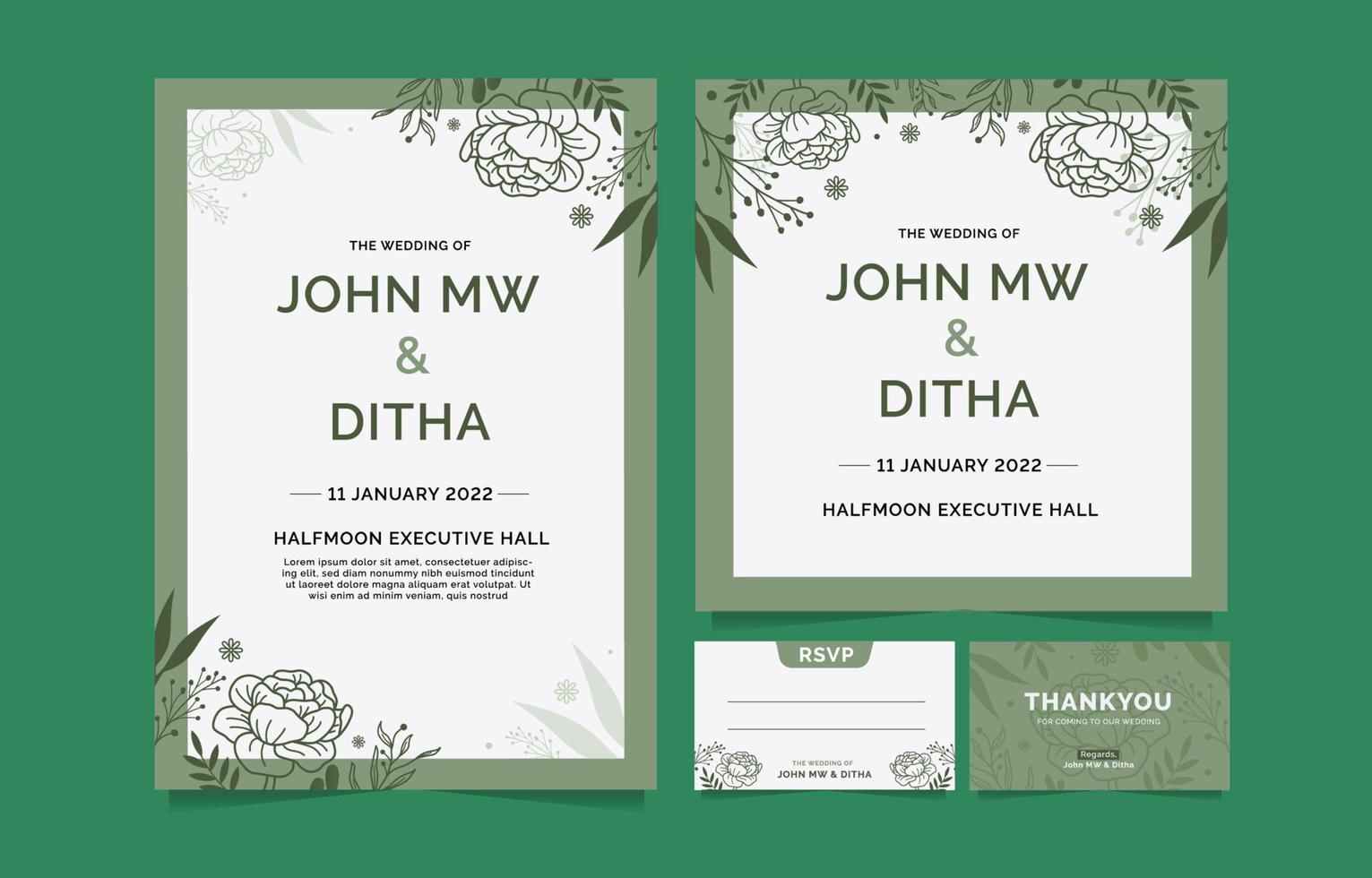 Set of Floral Wedding Invitation vector
