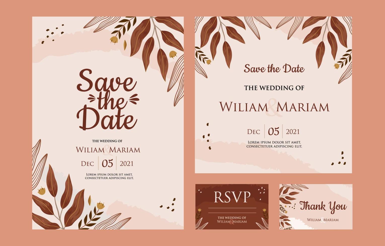 Beautiful Floral Wedding Invitation vector