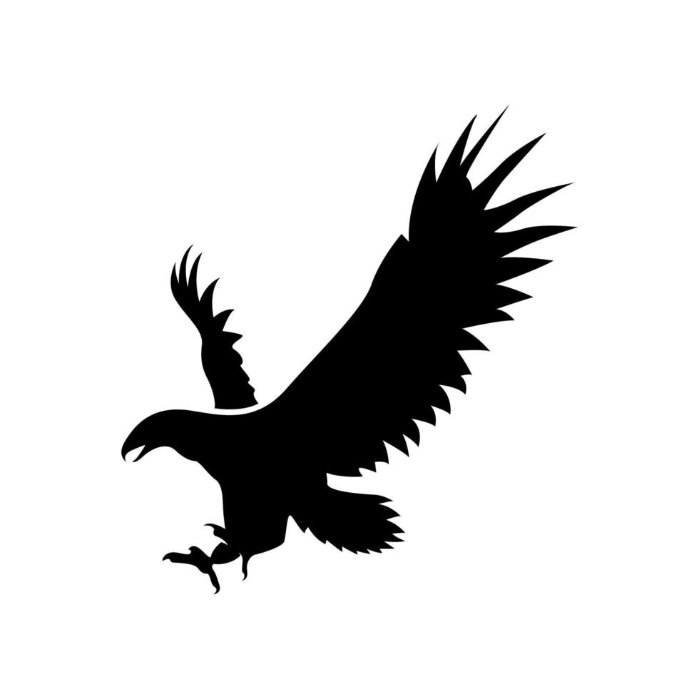 Silhouette of eagle, silhouette of falcon, silhouette design of bird, eagle vector