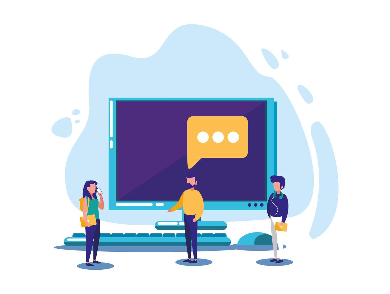 People with computer vector design