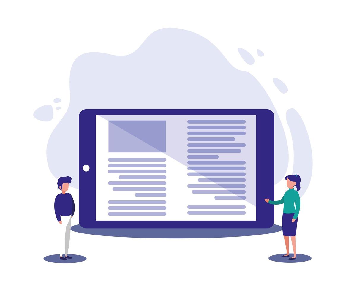 Woman and man with smartphone vector design